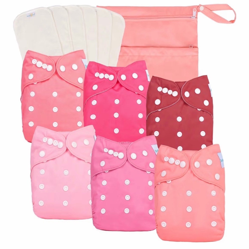 babygoal Cloth Diapers 6 Pack+6pcs Rayon from Bamboo Inserts+Wet Bag,toddler
